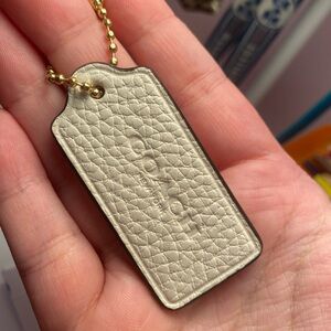 Coach New York Hang Tab Leather Keychain